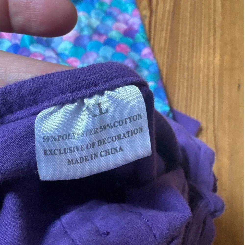 Unbranded Mermaid Scale Dress Kids Purple Blue Whimsical Pockets SIZE 7/8